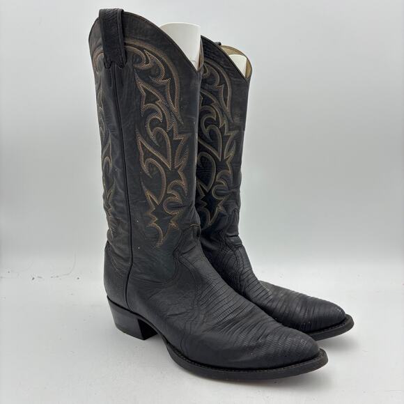 Vintage 80s Larry Mahan Cowboy Boots Western Exotic Lizard Men\'s 10 D main image 4